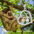 wholesale 925 Sterling Silver Sloth Love Forever Heart Pendant Necklace for Women Girls Gifts-0-4