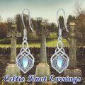 wholesale 925 Sterling Silver Celtic Knot Moonstone Drop Earrings with Abalone Shell Inlay and Hook Closure-0-4