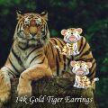 wholesale 14K Gold Tiger Shaped Stud Earrings 14K Gold Minimalist for Women Girls-0-5