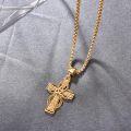 wholesale Gold 925 Sterling Silver Celtic Cross Pendant on Rolo Chain - Irish Knot Protection Jewelry for Men (24) -0-4