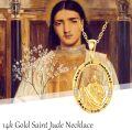 wholesale 14K Gold Saint Jude Thaddeus Pendant Necklace with Cubic Zirconia - Religious Protection s for Women on Valentines and Mother's Days-0-5