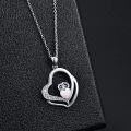 wholesale 925 Sterling Silver White Fire Opal Owl in Heart Shape Pendant Necklace for Women Girls Gifts-0-7
