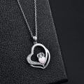 wholesale 925 Sterling Silver Owl Heart Opal Pendant Necklace White Gold Plated Crystal Jewelry-0-7