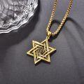 wholesale Gold 925 Sterling Silver Star of David Pendant Necklace with Chain - Jewish s for Men-0-4