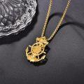 wholesale Gold 925 Sterling Silver Anchor Compass Pendant Necklace  - Nautical Navy Protection  for Men 24+2 Rolo Chain-0-4
