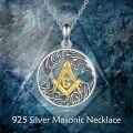wholesale 925 Sterling Silver Masonic Symbol Pendant Necklace for Men/Women Gifts-0-4