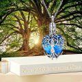 wholesale 925 Sterling Silver Tree of Life Heart Shape Blue Crystal Keepsake Pendant Necklace with Funnel and Fill Tool - Memorial Ashes Holder Jewelry for Men & Women-0-4
