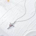 wholesale  Sterling Silver Stone Cross Necklace for Women I Love You Religious Jewelry Gift for Mother Daughter -0-5