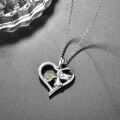 wholesale 925 Sterling Silver Green Tourmaline Heart Angel Pendant Necklace for Women Girls Gifts-0-2