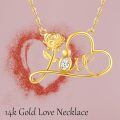 wholesale 14K Gold Love & Rose Pendant Necklace - Valentines Gift for Her-0-4