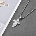 wholesale 925 Sterling Silver Celtic Cross Pendant on Rolo Chain - Irish Knot Protection Jewelry for Men (24+2) -0-4