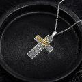 wholesale 925 Sterling Silver Filigree Cross Pendant with Gold Crown of Thorns and Jesus Face Design - Religious Jewelry for Men & Women-0-1