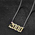 wholesale  Sterling Silver Birth Year Number Pendant Necklace 1988 2000 w 22 +2 Rolo Chain Jewelry Gift -0-4