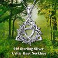wholesale 925 Sterling Silver Oxidized Celtic Trinity Knot Leaf Vine Pendant Necklace For Women-0-4