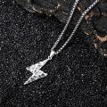 wholesale 925 Sterling Silver Hammered Lightning Bolt Pendant Necklaces for Men Women s 45cm Chain Length-0-4