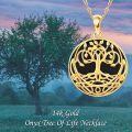 wholesale 14K Gold Onyx Tree of Life Pendant Necklace for Women - Family Wisdom s-0-4