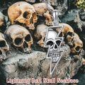 wholesale 925 Sterling Silver Lightning Bolt & Wave Rose Skull Pendant Necklace-0-4