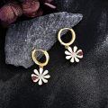 wholesale 925 Sterling Silver Daisy Flower Drop Earrings Wholesale With Ladybug Charm-0-1