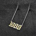 wholesale  Sterling Silver Birth Year Number Pendant Necklace 1988 2000 w 22 +2 Rolo Chain Jewelry Gift -0-20