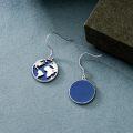 wholesale 925 Sterling Silver World Map Dangle Earrings - Blue Enamel Globe s for Her Him-0-2