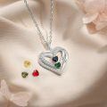 TOUPOP Sterling Silver Birthstones 1-4 Names Personalized Heart Pendant-0-1