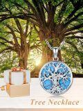 wholesale 925 Sterling Silver Tree of Life Turquoise Stone Pendant Necklace for Women Girls-0-5