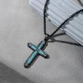 wholesale 925 Sterling Silver Turquoise Inlay Celtic Cross Pendant Necklace for Men & Women - Christian Religious s-0-2