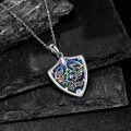 wholesale 925 Sterling Silver Legend of Zelda Triforce Shield Pendant Necklace with Abalone Shell Inlay-0-2