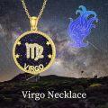 wholesale 14k Gold Plated Blue Sandstone Zodiac Necklace 12 Constellation Pendant for Women-0-45
