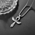 wholesale 925 Sterling Silver Ankh Cross Pendant Necklace with Hieroglyphics - Egyptian Symbol of Life and Immortality for Men & Women-0-1