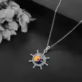 wholesale 925 Sterling Silver Round Compass Abalone Shell Pendant Necklaces Wholesale for Women Men s 45cm Chain Length-0-3