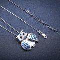 wholesale 925 Sterling Silver & White Gold Plated Owl Locket Necklace with Picture Holder, 3/4 Pendant, 18+2 Chain, Gift Ready-0-2