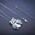 wholesale 925 Sterling Silver & White Gold Plated Owl Locket Necklace with Picture Holder, 3/4 Pendant, 18+2 Chain, Gift Ready-0-2