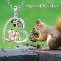 wholesale 925 Sterling Silver Squirrel Acorn Leaf Heart Pendant Necklace for Women Girls Gifts-0-4