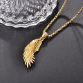 wholesale Gold 925 Sterling Silver Angel Wing Pendant on Rolo Chain 24 Long for Men-0-4