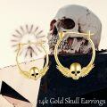 wholesale 14K Gold Skull Winged Hoop Earrings - Stylish Jewelry for Women and Girls-0-5