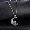 wholesale 925 Sterling Silver Skull Moon Pendant Necklace Gothic Jewelry for Men & Women-0-2