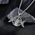 wholesale 925 Sterling Silver Triple Moon Goddess Tree of Life Pendant Wiccan Amulet Necklace Jewelry for Women Girls Gift 48cm Chain Length -0-4