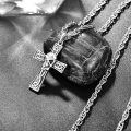 wholesale 925 Sterling Silver Gothic Skull Cross Pendant Necklace Celtic Knot Oxidized Chain-0-1