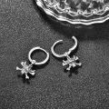 wholesale 925 Sterling Silver Skull & Crossbones Viking Charm Hoop Earrings for Men Women-0-1