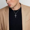 wholesale Silver Plated Copper Oxidized Silver Jesus Crucifix Rope Cross Pendant Necklace-0-3