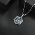 wholesale 925 Sterling Silver Compass Pendant Necklace Wholesale With Blue Inlay-0-9