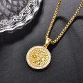 wholesale Gold 925 Sterling Silver Lion Head Necklace with Cubic Zirconia and  for Men-0-2
