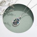 wholesale 925 Sterling Silver Saint Michael Abalone Shell Oval Pendant Necklace-0-1