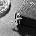 wholesale 925 Sterling Silver Opal Inlay Dragonfly Pendant with Cubic Zirconia and Extender Chain - 36 Total Length-0-1