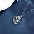 wholesale 925 Sterling Silver Moon Crescent Lotus Necklace Wholesale With Crystal Accents-0-4