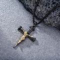 wholesale 925 Sterling Silver Plated Black  Gold Jesus Christ on the Cross Necklace for Men Women Religious s-0-1