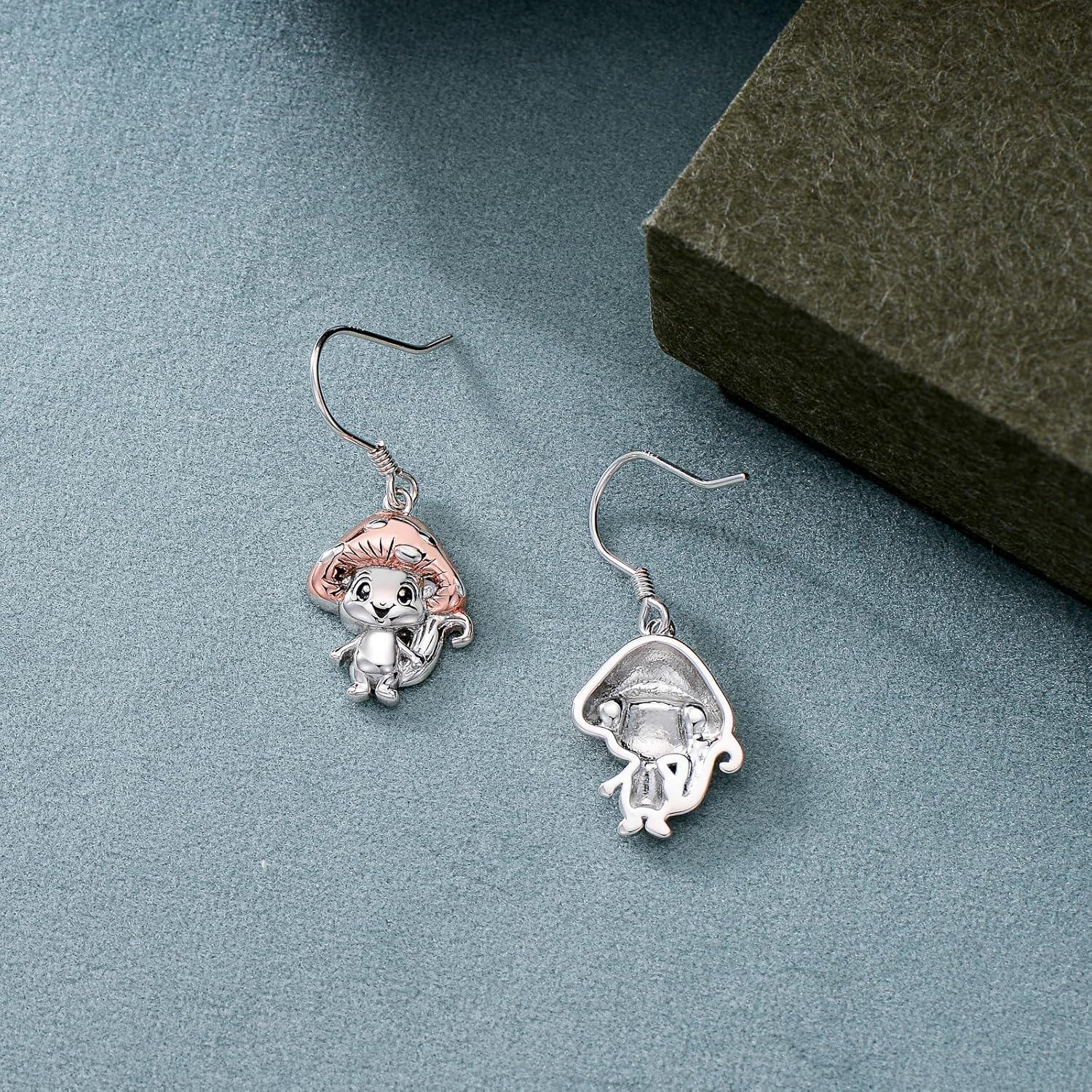 Sterling Silver Skull Stud Earrings with Lotus Hummingbird Squirrel Cow Gift for Women Men-0-3