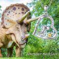 wholesale 925 Sterling Silver Dinosaur & Baby Love Forever Heart Pendant Necklace for Women Girls Gifts-0-4