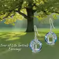 TOUPOP Sterling Silver Blue Crystal Tree Of Life Letter Drop Dangle Earrings-0-1